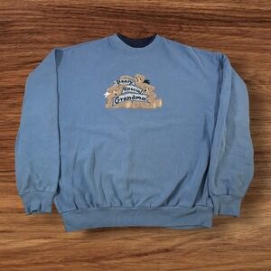 MC Sportswear Beary Special Grandma Crewneck Sweatshirt Blue XL Embroidered FLAW